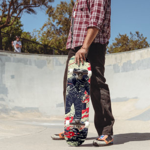 Skateboard espacial perdida: Arte retro de fantasí