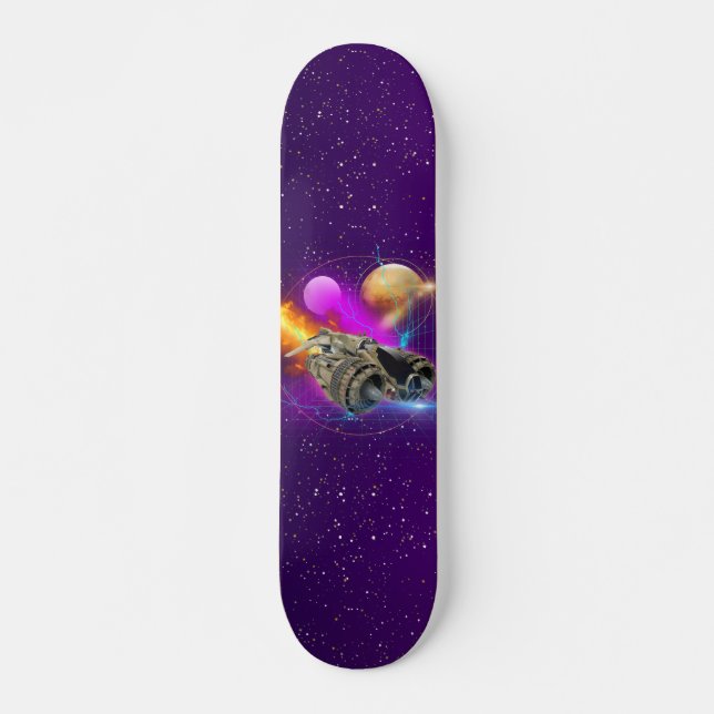 Skateboard Espacios cósmicos y planetas Universo Purple Retro (Anverso )