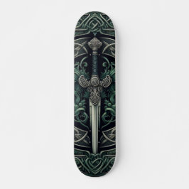 Skateboard Espada verde celta y plateada