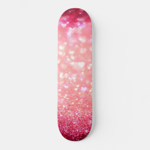 Skateboard - Esparkle de corazón rosado