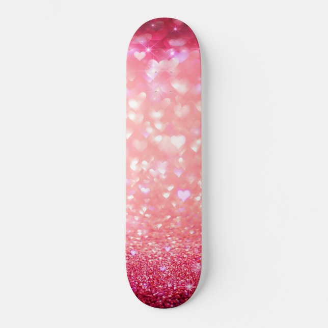 Skateboard - Esparkle de corazón rosado (Anverso)