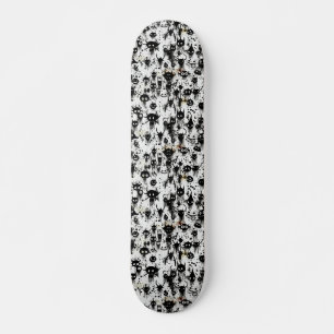 Skateboard Espeluznante horror abstracto negro y blanco