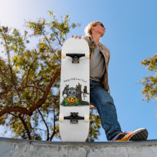 Skateboard Esperando Halloween , Cute Bat y Raven