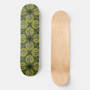 Skateboard Espinoso patrón de arte de fantasía verde de la pr