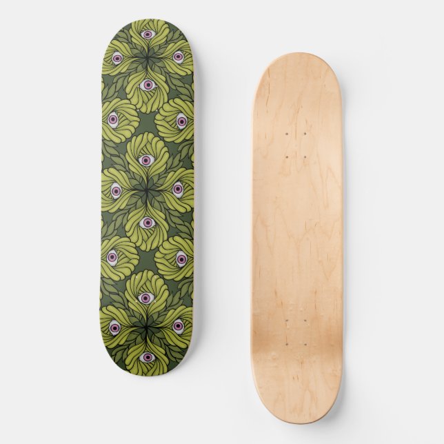 Skateboard Espinoso patrón de arte de fantasía verde de la pr (Anverso)