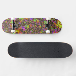 Skateboard Espiral Abstracta Digital Fractal Colorida Brillan