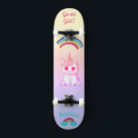 Skateboard Esquina de arco iris de Unicorn<br><div class="desc">Unicornio en skateboard con subtítulos personalizados Unicorn skateboard Personalizado CLIC en PERSONALIZAR LA OPCIÓN PLANTILLA E INTRODUCIR EL NOMBRE. también puede personalizado otro título. Patinaje Guay diseñado con colores vivos y para el fondo y un funky unicornio montando una patineta. Este Skateboard es un gran regalo para un amante del...</div>