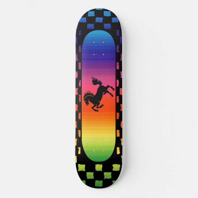 Skateboard Esquina de caballo arco iris (Anverso)