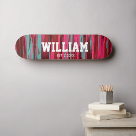 Skateboard Est Personalizado Colorido Abstracto Rojo y Rosa