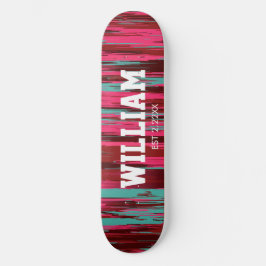 Skateboard Est Personalizado Colorido Abstracto Rojo y Rosa