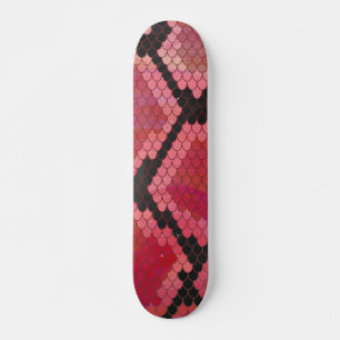 Skateboard Estampa de Serpiente Negra y Roja