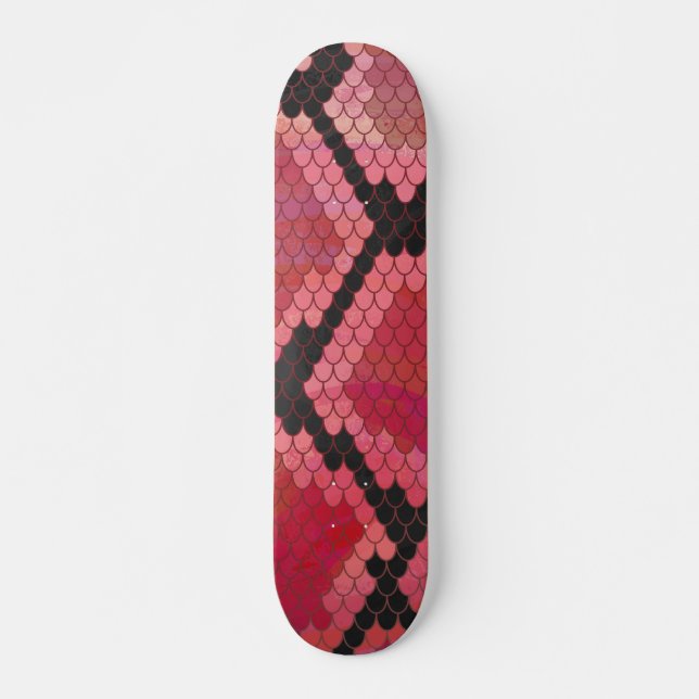 Skateboard Estampa de Serpiente Negra y Roja (Anverso )