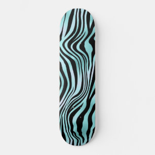 Skateboard Estampado Animal Azul Brillante Piel de Cebra Turq