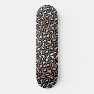 Skateboard Estampado Animal Manchas de Leopardo Negro Rosa An