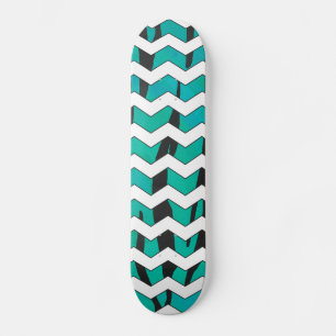 Skateboard Estampado Chevron Tigre Negro y Turquesa