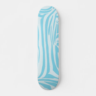 Skateboard Estampado de cebra azul y blanco en negrita