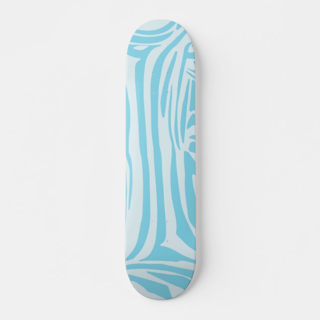 Skateboard Estampado de cebra azul y blanco en negrita (Anverso )