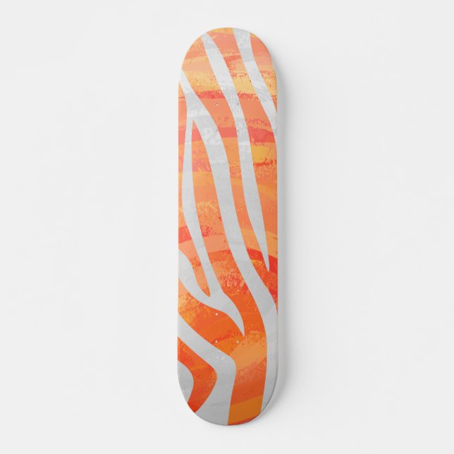 Skateboard Estampado de cebra naranja y blanco (Anverso )