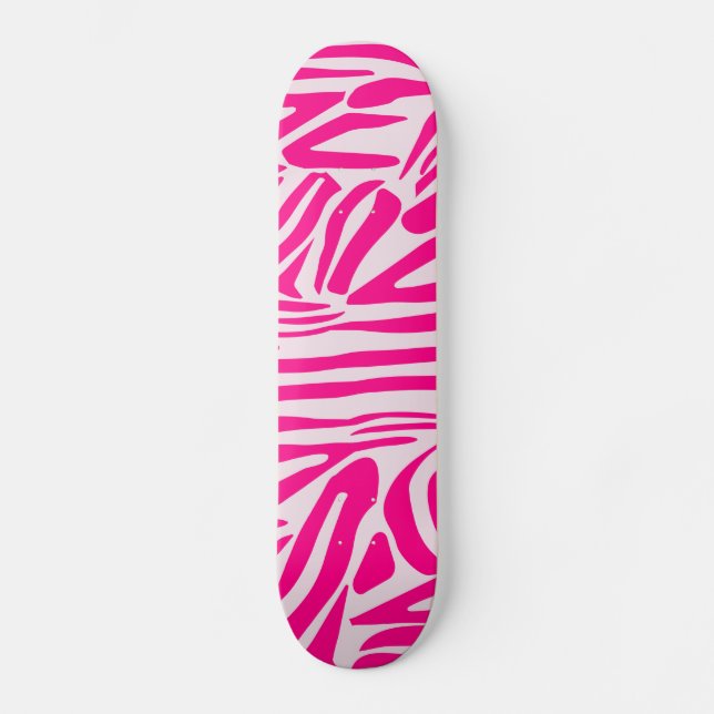 Skateboard Estampado de cebra rosa (Anverso)