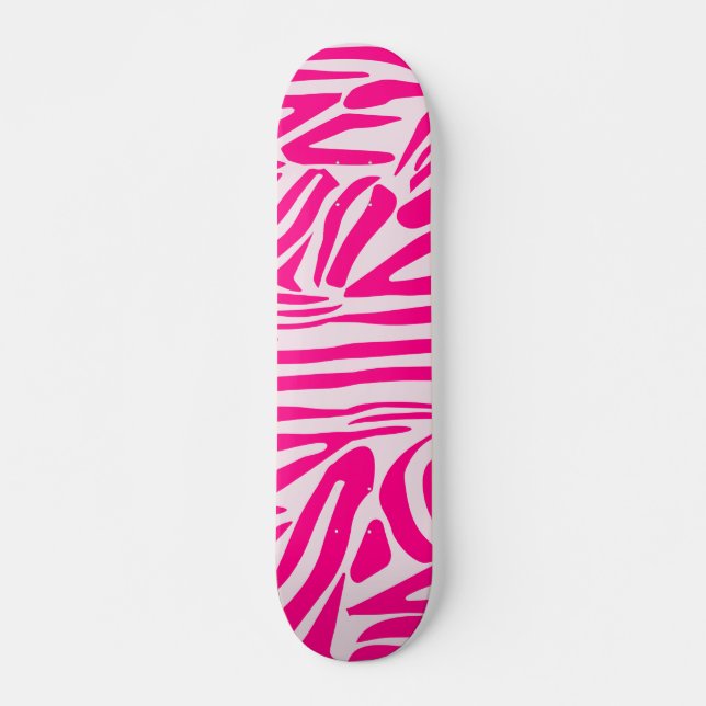 Skateboard Estampado de cebra rosa (Anverso )