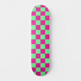 Skateboard Estampado de cuadros rosas y verdes