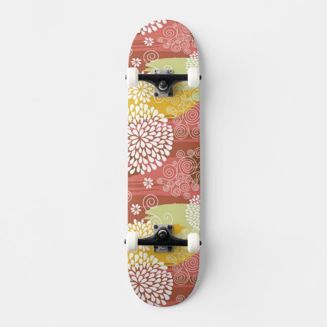 Skateboard Estampado de flores 2 (Anverso)