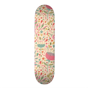 Skateboard Estampado de flores brillante