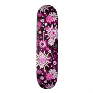Skateboard Estampado de flores de la tarjeta del día de San