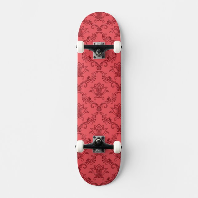 Skateboard Estampado de flores del damasco (Anverso)