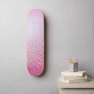 Skateboard Estampado de Guepardo Rosa Brillante