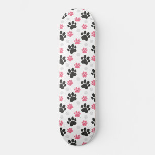 Skateboard Estampado de pata de Black Pink Dueño de perro Ama