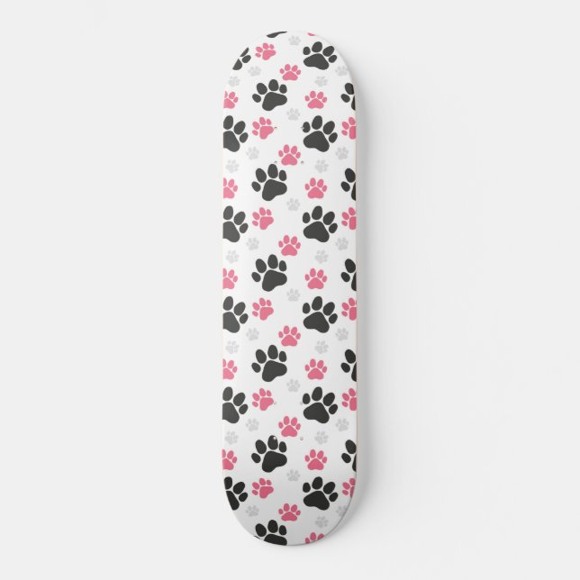 Skateboard Estampado de pata de Black Pink Dueño de perro Ama (Anverso)
