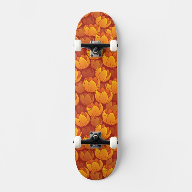 Skateboard Estampado de plores de oro (Anverso)