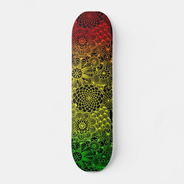 Skateboard Estampado de plores de Rasta (Anverso)