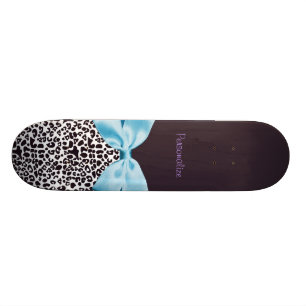 Skateboard Estampado leopardo de moda y Blue Ribbon con