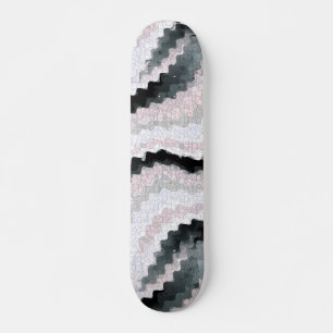 Skateboard Estampado ondulado de rickrack blanco negro