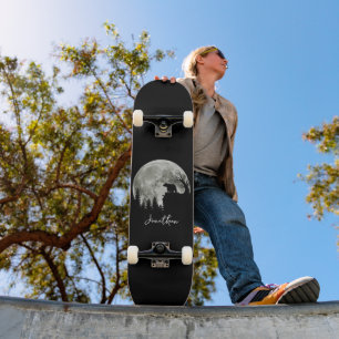 Skateboard Estar De Oso En La Luna De Halloween, Un Tocante D