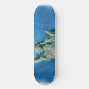 Skateboard Estatua de la libertad, pintura de las acuarelas d