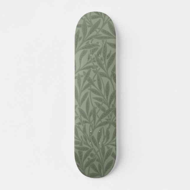 Skateboard Estilo Antiguo Verde Salvia de William Morris Will (Anverso )