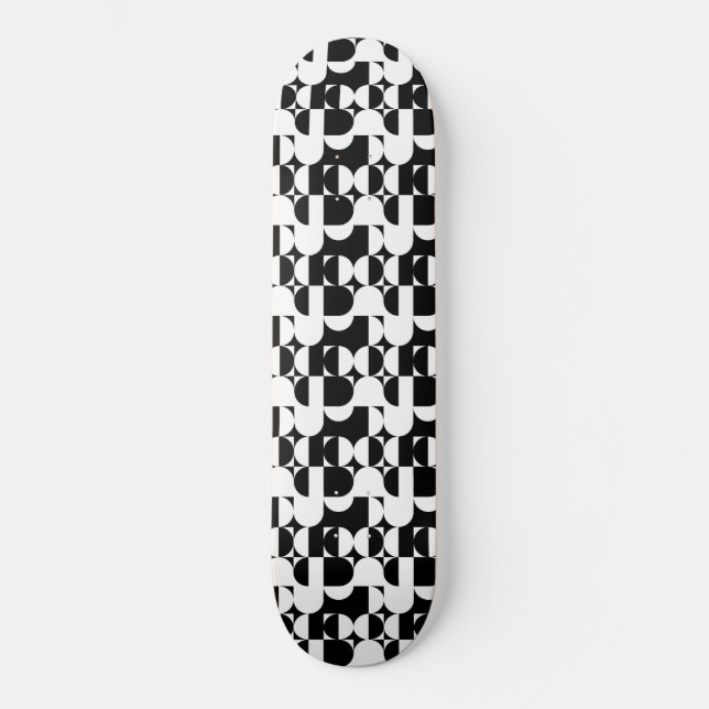 Skateboard Estilo Bauhaus Retro Geométrico Blanco Y Negro  (Anverso)