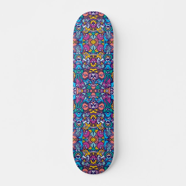 Skateboard Estilo de arte de Doodle alienígenas en el diseño  (Anverso )