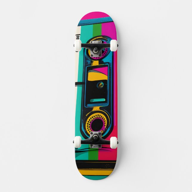 Skateboard Estilo de arte pop de Cassette retro (Anverso)