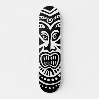 Skateboard Estilo de máscara de tiki - Negro sobre blanco