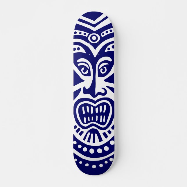 Skateboard Estilo de máscara tiki - Navío en blanco (Anverso )