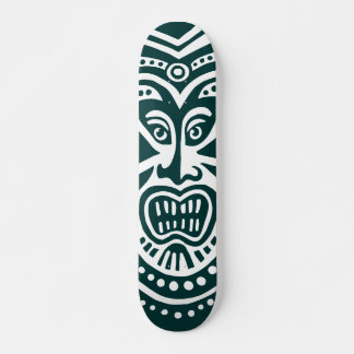 Skateboard Estilo de máscara tiki - Verde oscuro sobre blanco