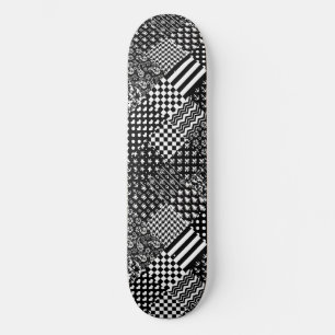 Skateboard Estilo de patrón mixto blanco negro minimalista