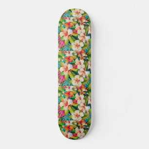 Skateboard Estilo de pintura al óleo floral tropical