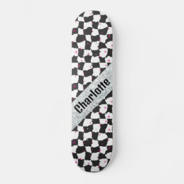 Skateboard Estilo de tablero de ajedrez único blanco negro co