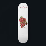 Skateboard Estilo de tatuaje de dragón de serpiente rojo japo<br><div class="desc">Este fantástico patinaje con ilustracion de dragón rojo japonés sería un regalo asombroso para alguien que está en patinaje! Añade fácilmente el nombre deseado haciendo clic en la opción "personalizar esta plantilla".</div>