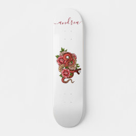 Skateboard Estilo de tatuaje de dragón de serpiente rojo japo